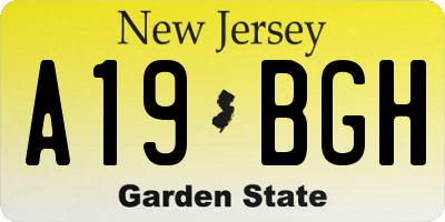 NJ license plate A19BGH