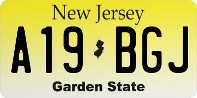 NJ license plate A19BGJ