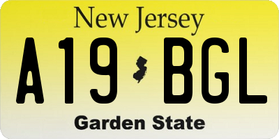 NJ license plate A19BGL