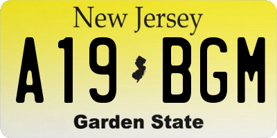 NJ license plate A19BGM