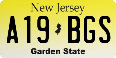 NJ license plate A19BGS