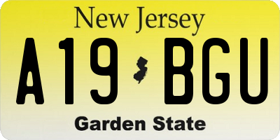 NJ license plate A19BGU