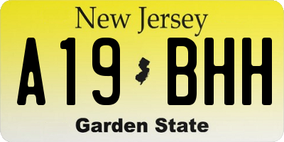 NJ license plate A19BHH