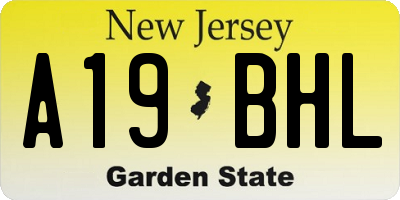 NJ license plate A19BHL