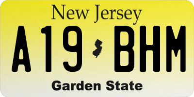 NJ license plate A19BHM
