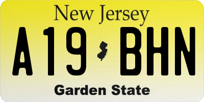 NJ license plate A19BHN