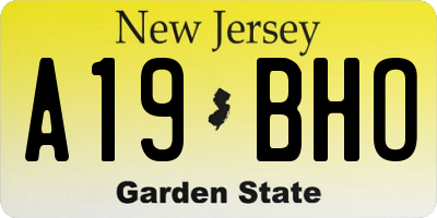 NJ license plate A19BHO