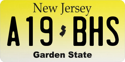 NJ license plate A19BHS