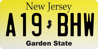 NJ license plate A19BHW