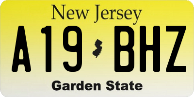 NJ license plate A19BHZ