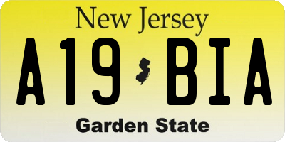 NJ license plate A19BIA