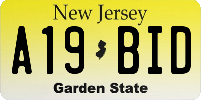 NJ license plate A19BID