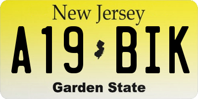 NJ license plate A19BIK