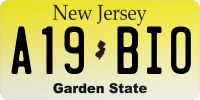 NJ license plate A19BIO