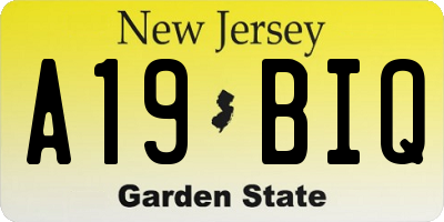 NJ license plate A19BIQ