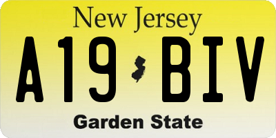 NJ license plate A19BIV