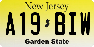 NJ license plate A19BIW