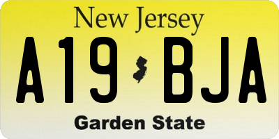 NJ license plate A19BJA