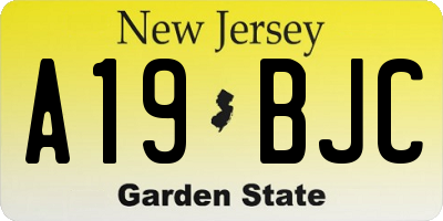 NJ license plate A19BJC