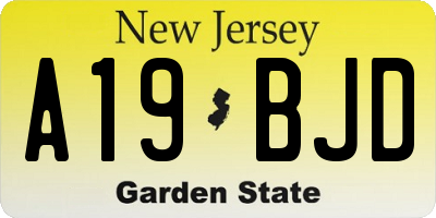 NJ license plate A19BJD