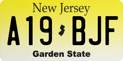 NJ license plate A19BJF