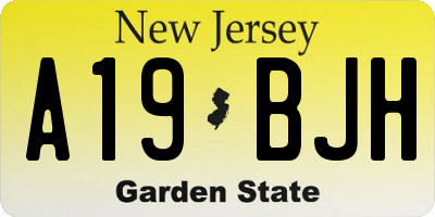 NJ license plate A19BJH