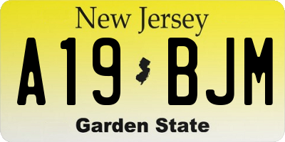 NJ license plate A19BJM