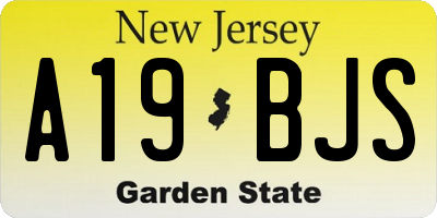 NJ license plate A19BJS