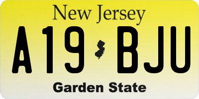 NJ license plate A19BJU