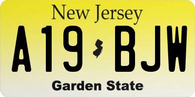 NJ license plate A19BJW