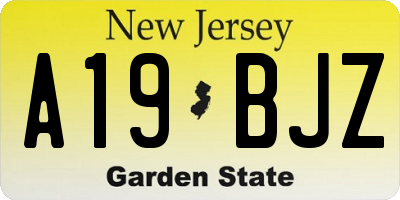 NJ license plate A19BJZ