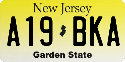 NJ license plate A19BKA