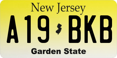 NJ license plate A19BKB