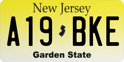 NJ license plate A19BKE