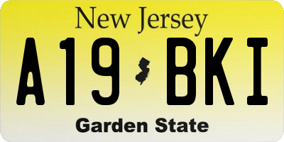 NJ license plate A19BKI