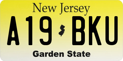 NJ license plate A19BKU