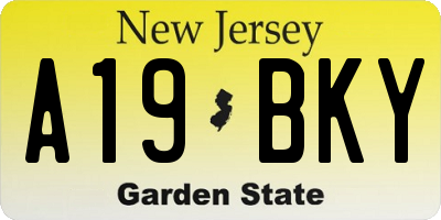NJ license plate A19BKY