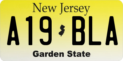NJ license plate A19BLA