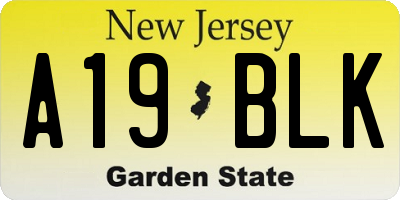 NJ license plate A19BLK