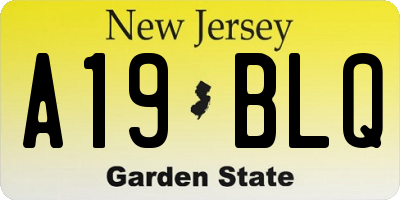 NJ license plate A19BLQ