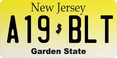 NJ license plate A19BLT
