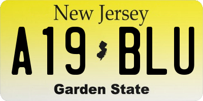 NJ license plate A19BLU