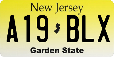 NJ license plate A19BLX
