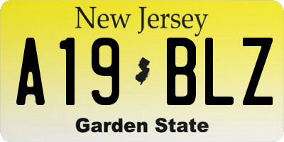 NJ license plate A19BLZ