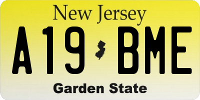 NJ license plate A19BME