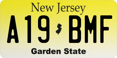 NJ license plate A19BMF
