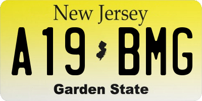 NJ license plate A19BMG