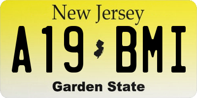 NJ license plate A19BMI