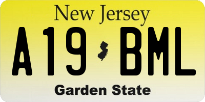 NJ license plate A19BML