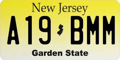 NJ license plate A19BMM